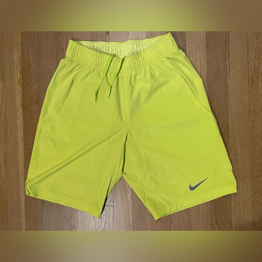Nike DriFit Neon yellow tennis court shorts 11” inseam